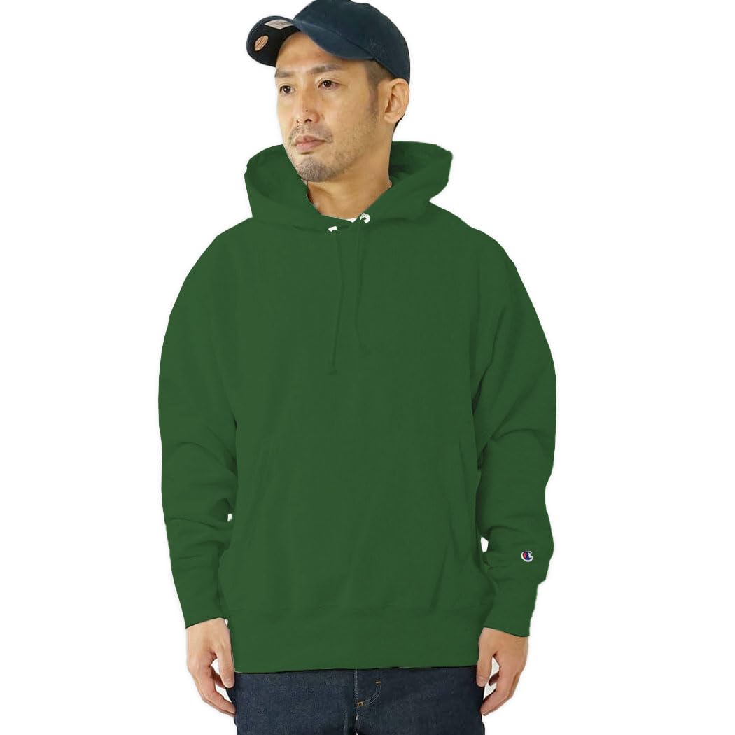 

Champion S101 Reverse Weave Pullover Hooded Dark Green with Solid Blue Size M Sweatshirt, Tag,