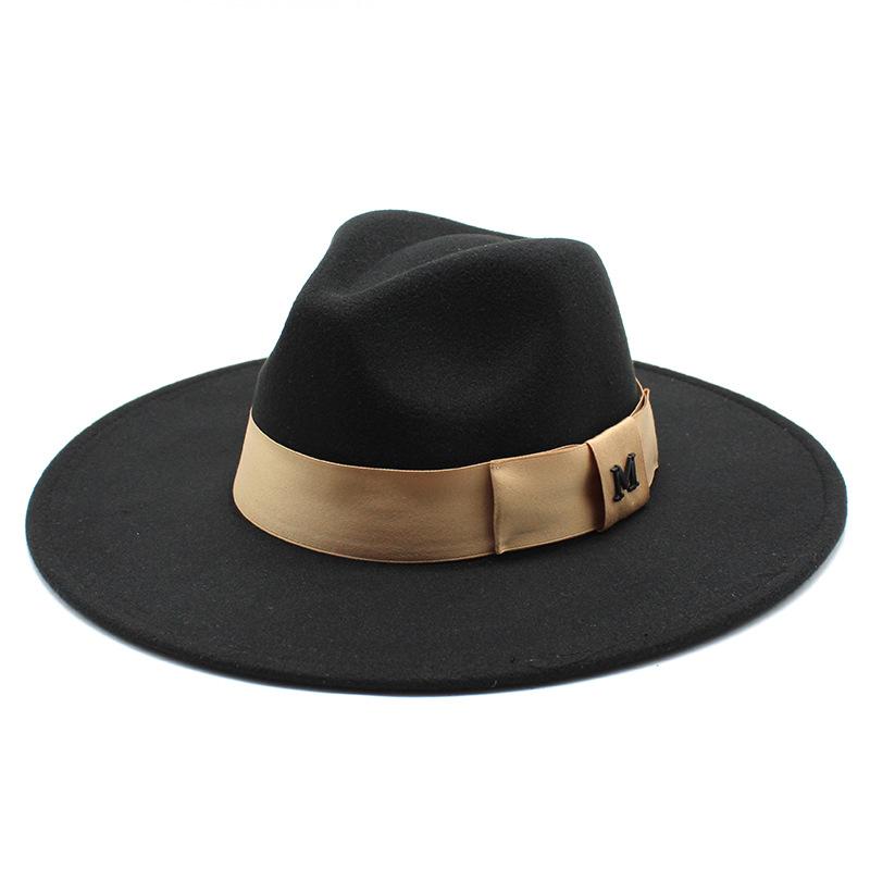 Wool Big-Brimmed Jazz Top Hat For Men And Women, Casual M Standard Big-Brimmed Jazz Hat 9.5Cm