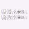 24Pcs Gentle White Almond Press On Nails With Crystal Flower Metal Bowknot Design Light Luxury Fake Nails For Wedding