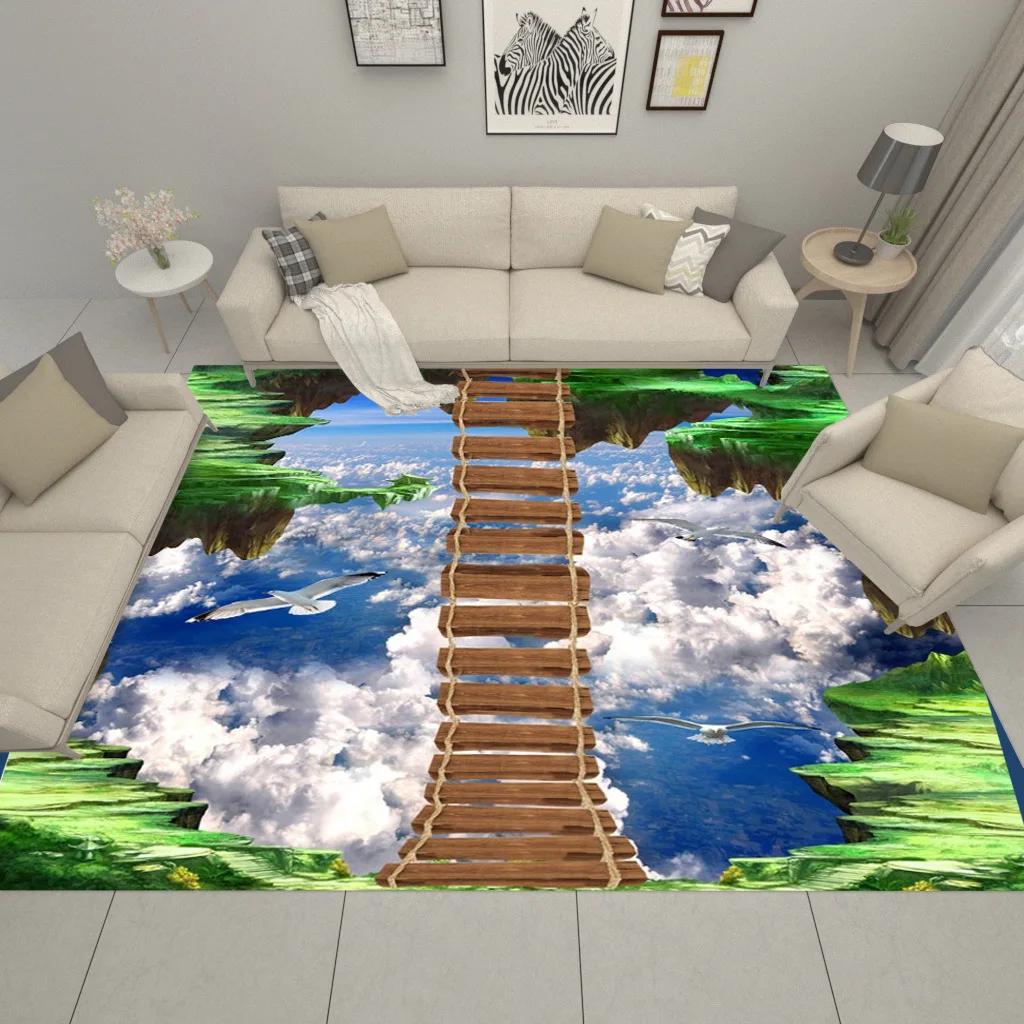 3D Single Bridge Pattern Living Room Large Carpet Bedroom Rug Alfombra Kids Area Rugs for Home Soft Floor Anti-slip Parlor Mat