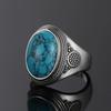 Natural 10x14MM Oval Turquoise Rings Silver Ring for Men Women Luxury Vintage Fine  Anniversary Party Gift