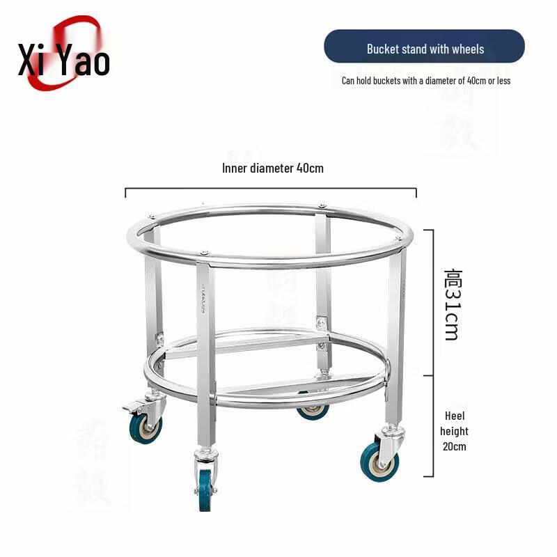 Mobiler Servierwagen aus Edelstahl für Eimer