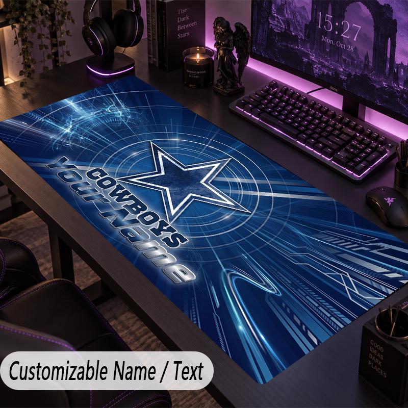 Large Mouse PadDallas Cowboys Custom Name Text Personalized Desk Mat Non Slip Gaming Pad