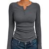 TIFICY Camicette e camicie con scollo a V a maniche lunghe con stampa tinta unita primavera autunno moda casual da donna