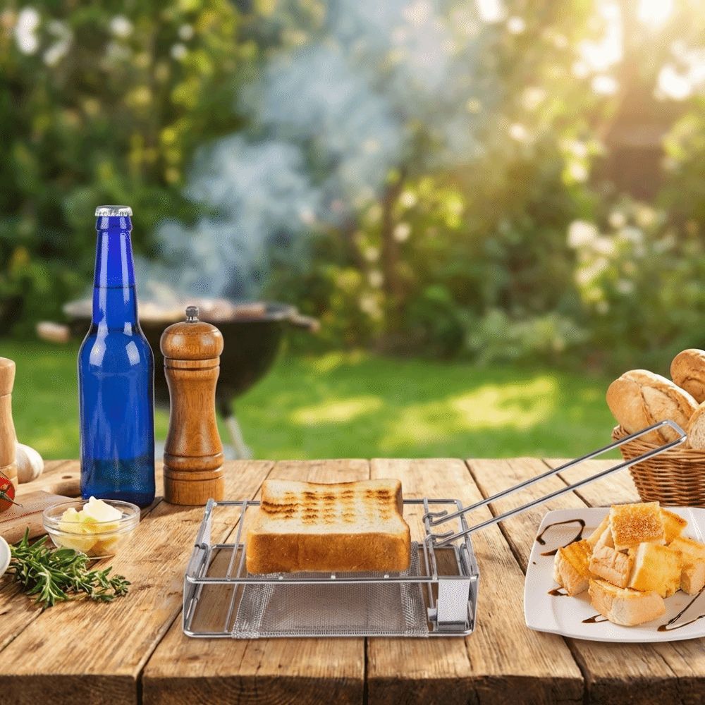 Folding Bread Toaster Bread Tray Mesh Net Grill Safe BBQ Grill  Picnic Activities
