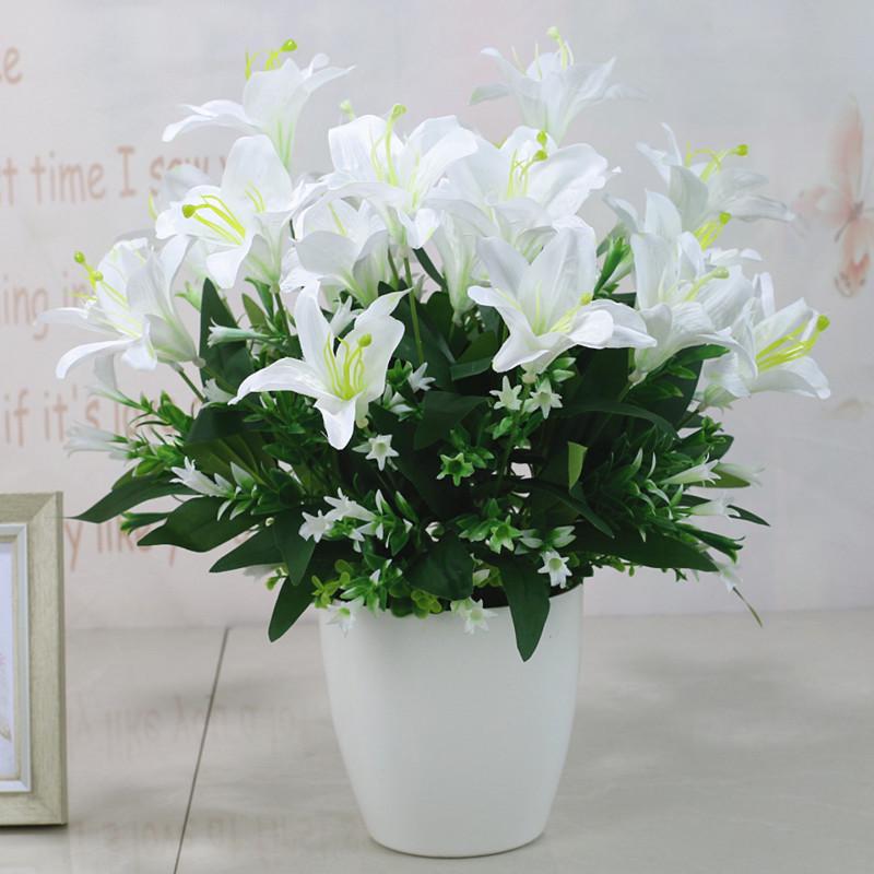 Silk Lily Flower Set - Decorative Artificial Bouquet for Living Room & Dining Table