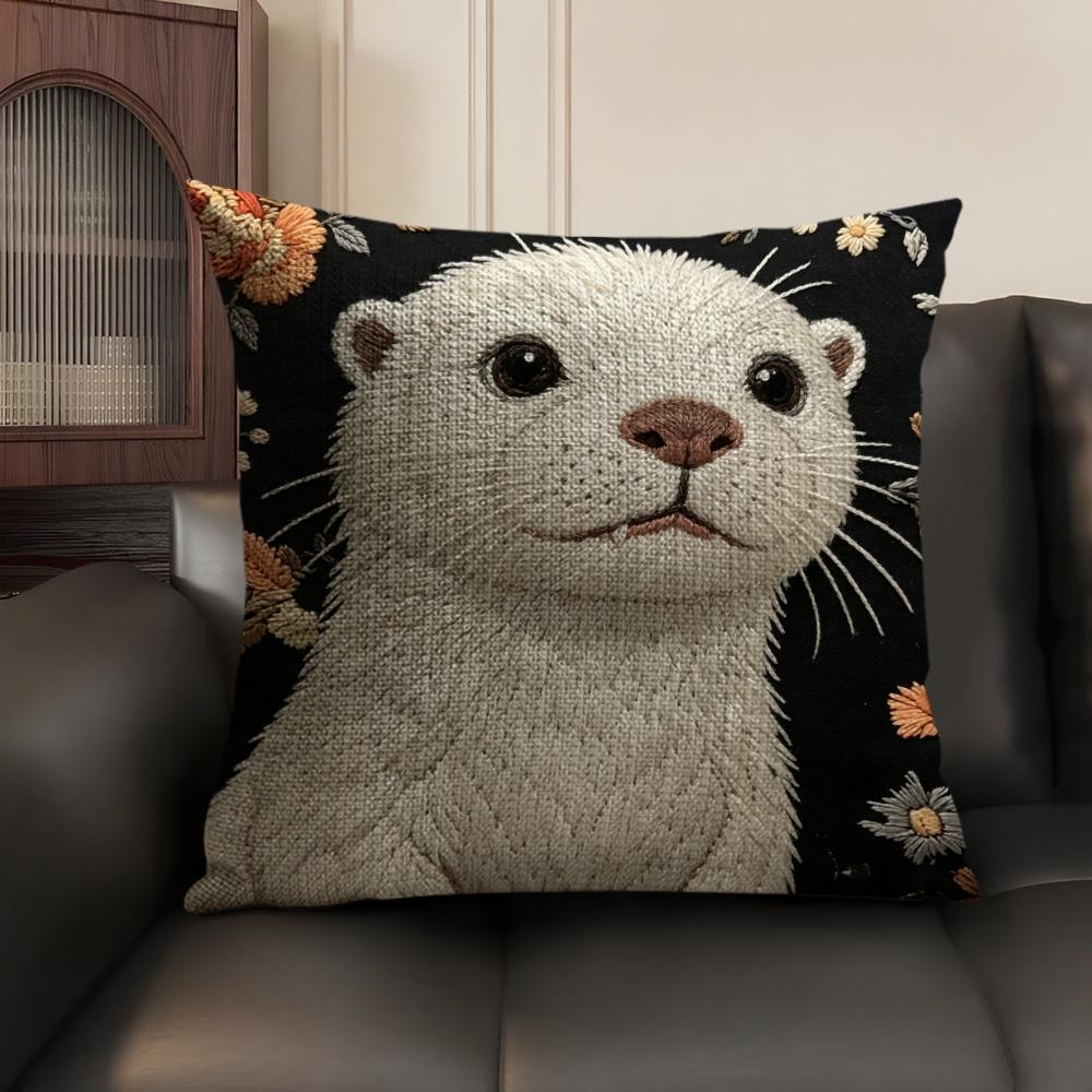 2D Scream Animals Retro Cushion Cover Natural Linen Organic Fabric Double-Sided Printing Sofa Home Decor Gift Pillow Case