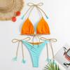 2 pçs/1 conjunto sexy gravata cintura maiô feminino sexy biquíni sólido beachwear verão maiô push up banho de corte alto tanga conjuntos biquinis