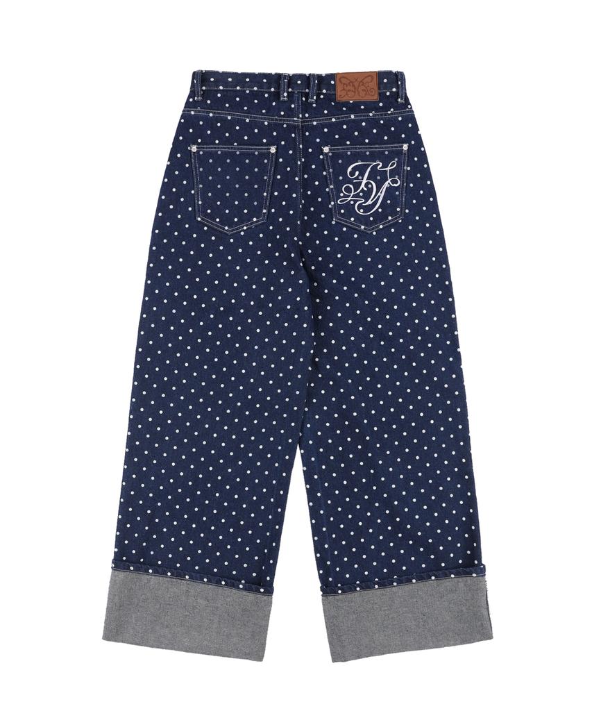 FANCY CLUB String Dot Roll-Up Pants (Blue) F25Qd890