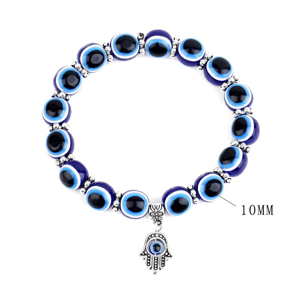 Handmade Beaded Turkish Blue Eye Bracelet Hamsa Talisman Evil Eye Charm