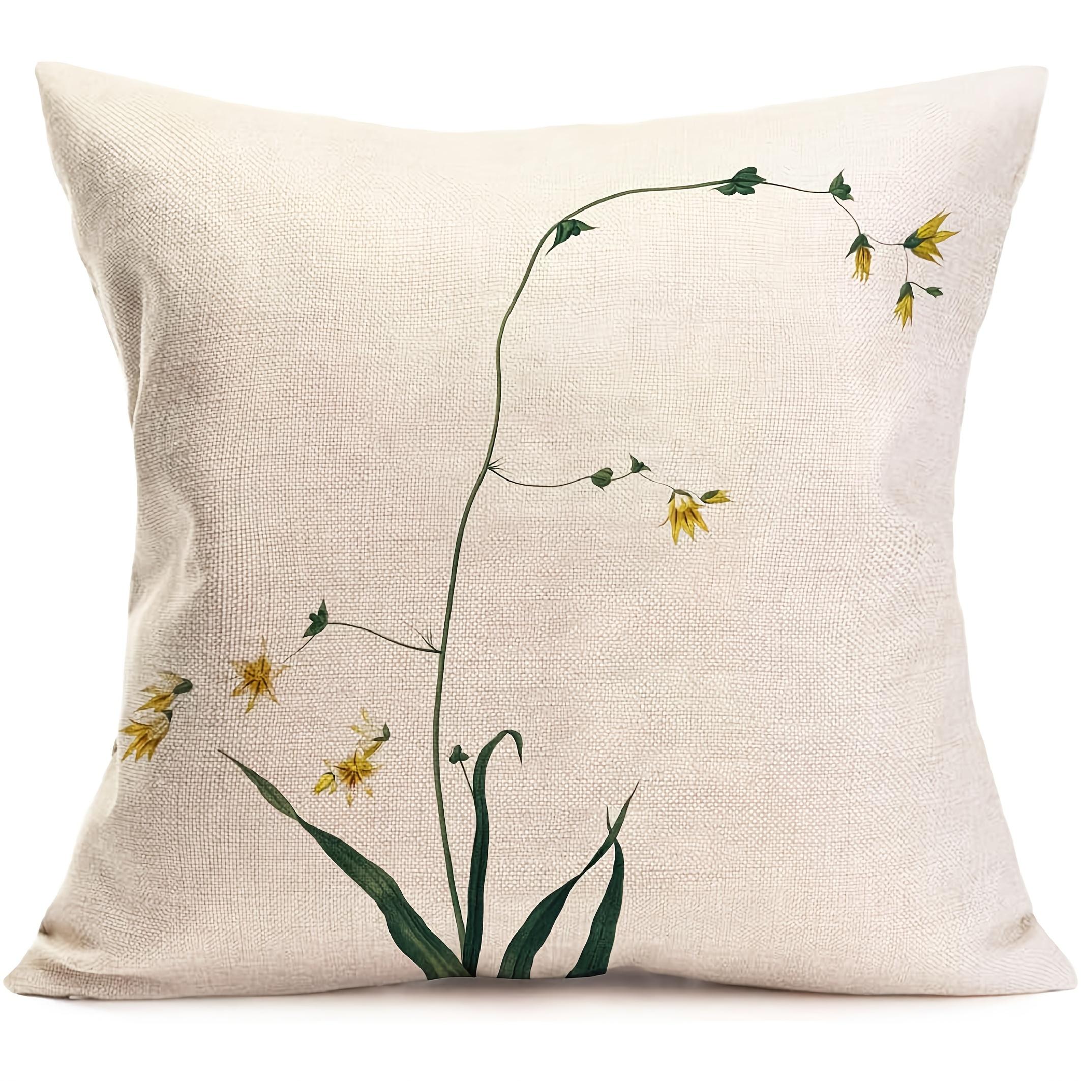 

Наволочки на декоративные подушки в деревенском стиле с цветочным и растительным принтом - Декоративные льняные наволочки для дивана, застежка-молния, идеально подходят для домашнего декора 45x45cm 18x18in