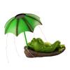 Cute Animal Sculpture Light Solar Frog Umbrella Pond Statues Resin Cute Frog Pond Yard Statue for Yard Patio Garden Lawn Balcony