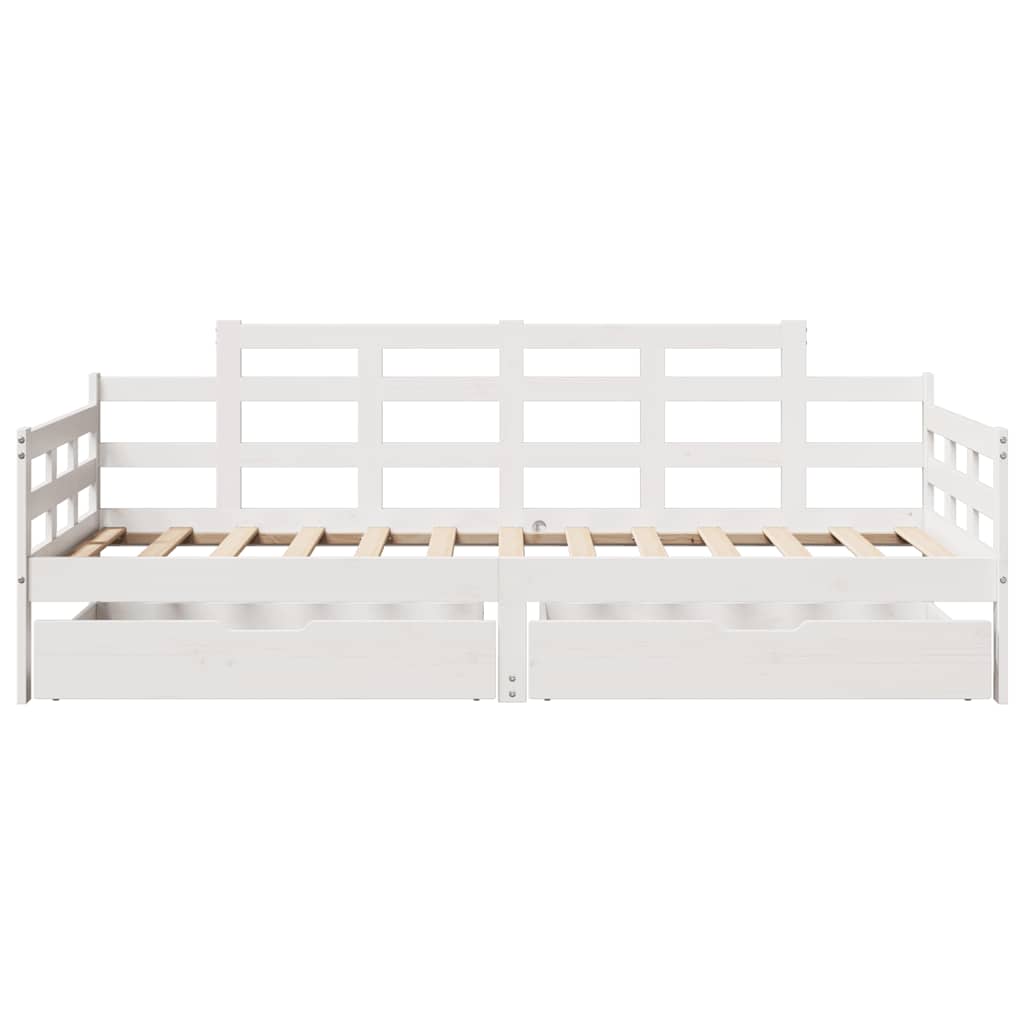 Vidaxl Daybed with Drawers, White, 80X200 Cm, Pine Wood
