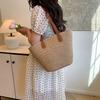 Large capacity grass woven bag new bucket bag beach seaside vacation shoulder armpit tote bag