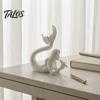 Exquisite Mermaid Figurine 3D Printed & Starfish Figurine, Sculpture, Ocean DIY White Craft Statues Theme Desktop Ornament for Home Office Fish