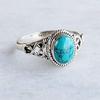 Antique Turquoise Natural Gemstone Bride Wedding Engagement Vintage Ring Gift