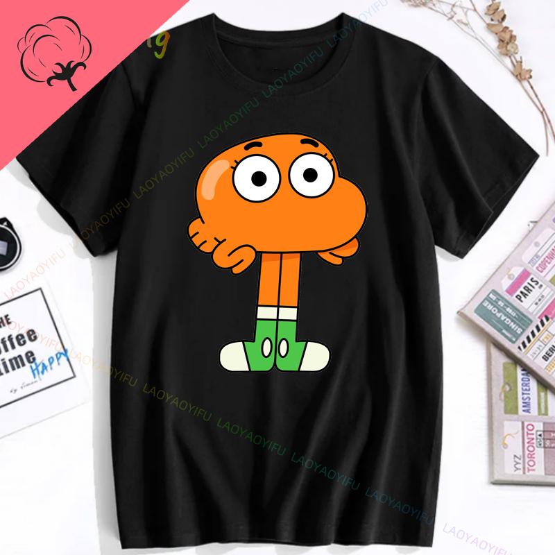 Funny Korean Amazing World Gumball Tshirt 100 Cotton Boys and Girls Y2k Clothes Short Sleeve Tee Mens Clothing