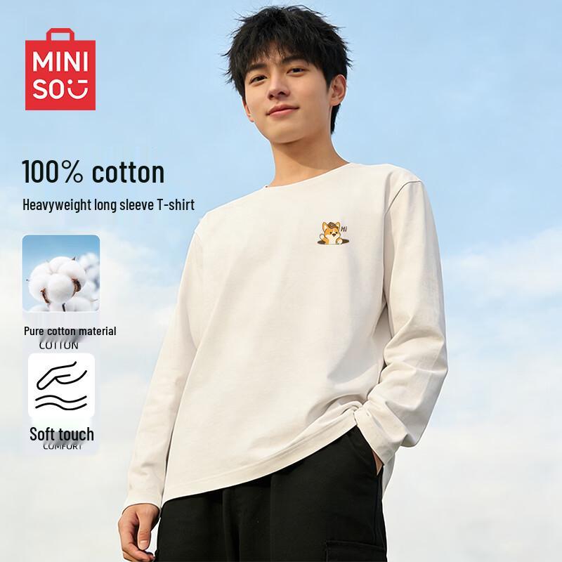 MINISO Men s Pure Cotton American Style Long Sleeve T-Shirt M