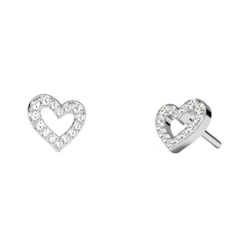 APM Monaco Love pavé heart-shaped design sterling silver earrings women's silver AE16535OX