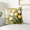 Vikama Yellow And White Tulip Floral Cushion Cover, Perfect For Sofas And As A Mother’S Day Gift, Decorative Cushion Cover