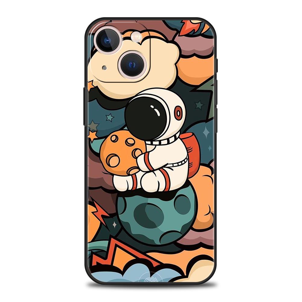 Cartoon Cute Cosmonaut Phone Case Cover for iPhone 17 16 15 14 13 12 11 Pro Max 17 Air Plus Shockproof Soft TPU Shell Fundas Bag