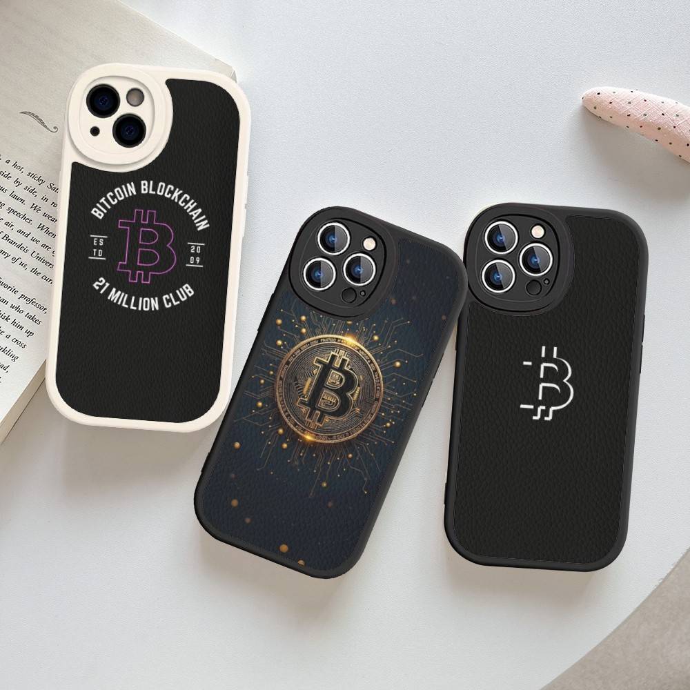 Bitcoin Phone Case Hard Leather For IPhone 14 13 16 Mini 15 14 11 12 Pro Max Plus Fundas