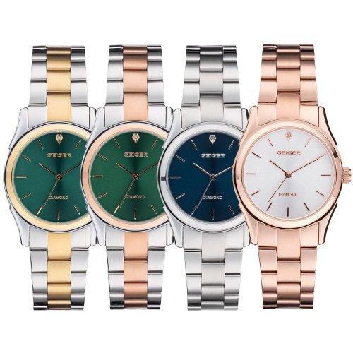 [GEIGER] GEIGER Women s Diamond Sunray Metal Watch GE1256 GE1256GNRCB