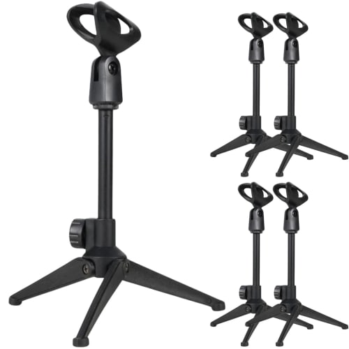 Fujirec Lightweight Desktop Microphone Stand with Adjustable Length and Angle, Tripod and Microphone Holder Included, Compatible with Lightweight Dyna