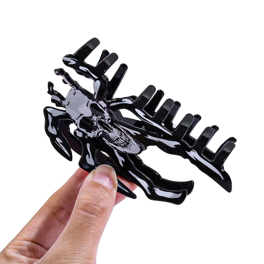 Halloween Skeleton Hair Clip Black Series Unique Stylish Multi-Functional Hair Gripper Strong Hair Clamp Daily Hair Accessories