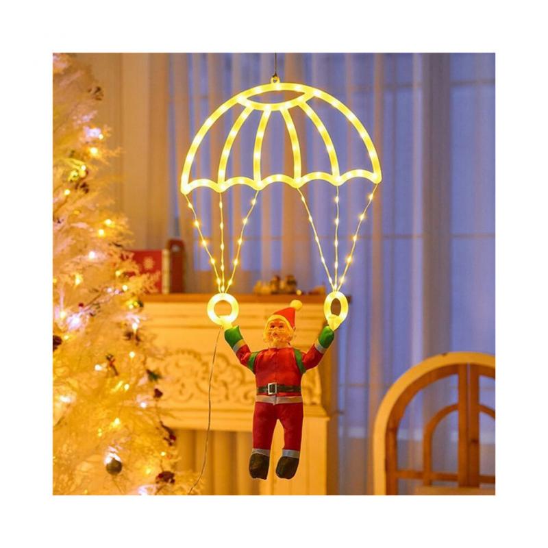 LED-Dekoration Mit Weihnachtsmann-Fallschirm, USB-Betriebene Fernbedienung, Für Den Innen- Und Außenbereich Geeignet, Ideal Für Weihnachtsfeiern Zu
