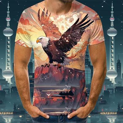 T-shirt for Boys Teenagers Loose Short Sleeved Summer Eagle Style Round Neck T-shirt Men's 3D Printed T-shirt