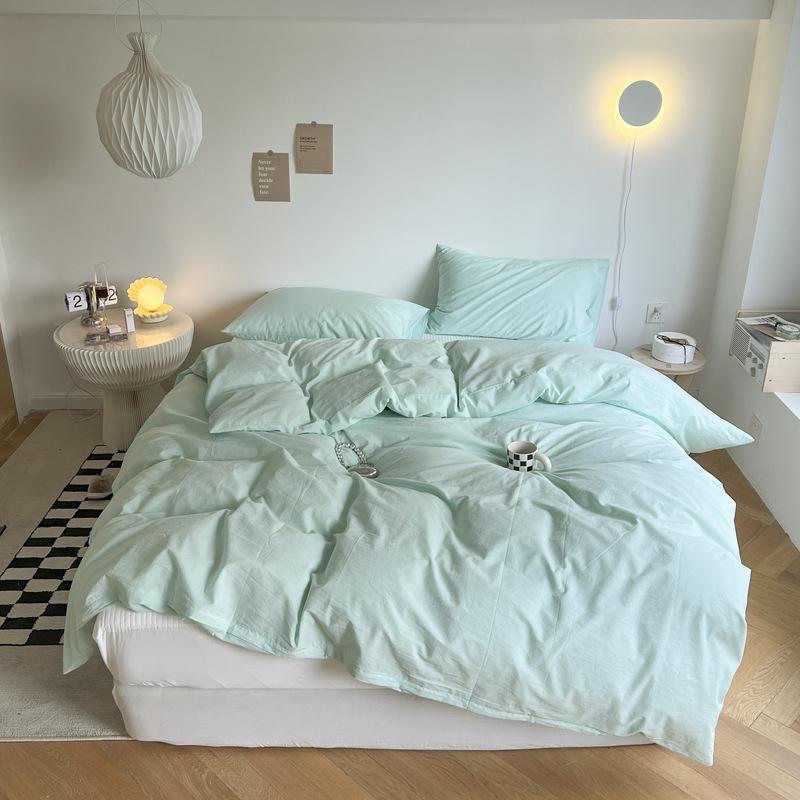 Ins Solid Color Washed Cotton Quilt Cover Single and Double Four Seasons Pure Cotton Quilt Cover