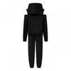 2026 Women's European & American Fashion Solid Color Two-Piece Set: Hooded Cropped Sweatshirt & Joggers
