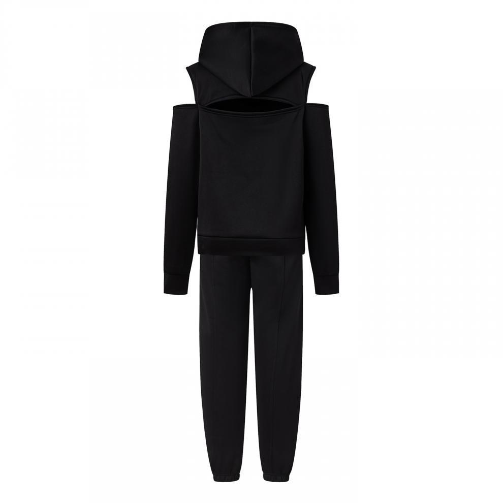 2026 Women's European & American Fashion Solid Color Two-Piece Set: Hooded Cropped Sweatshirt & Joggers