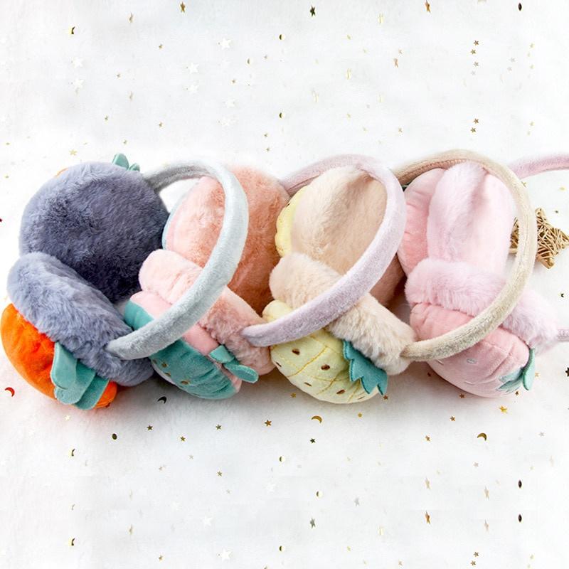 

милые фруктовые детские наушники осень и зима теплые и удобные унисекс лыжи меховые наушники наушники повязка на голову watermelon