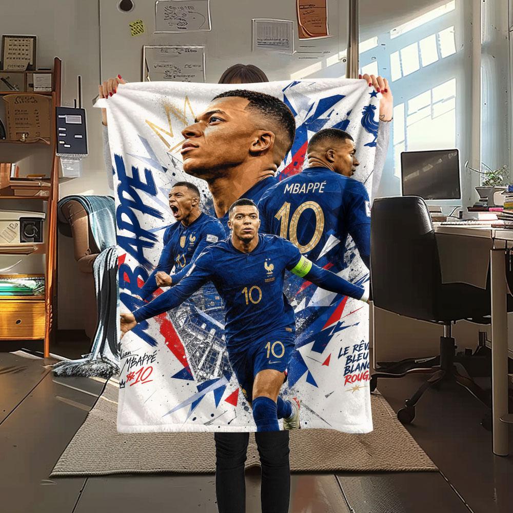 1 Stück Kylian Mbappe Muster Flanelldecke Geeignet für Alle Jahreszeiten für Heimdekoration Wärme und Komfort Geschenke Feiertagsgeschenk