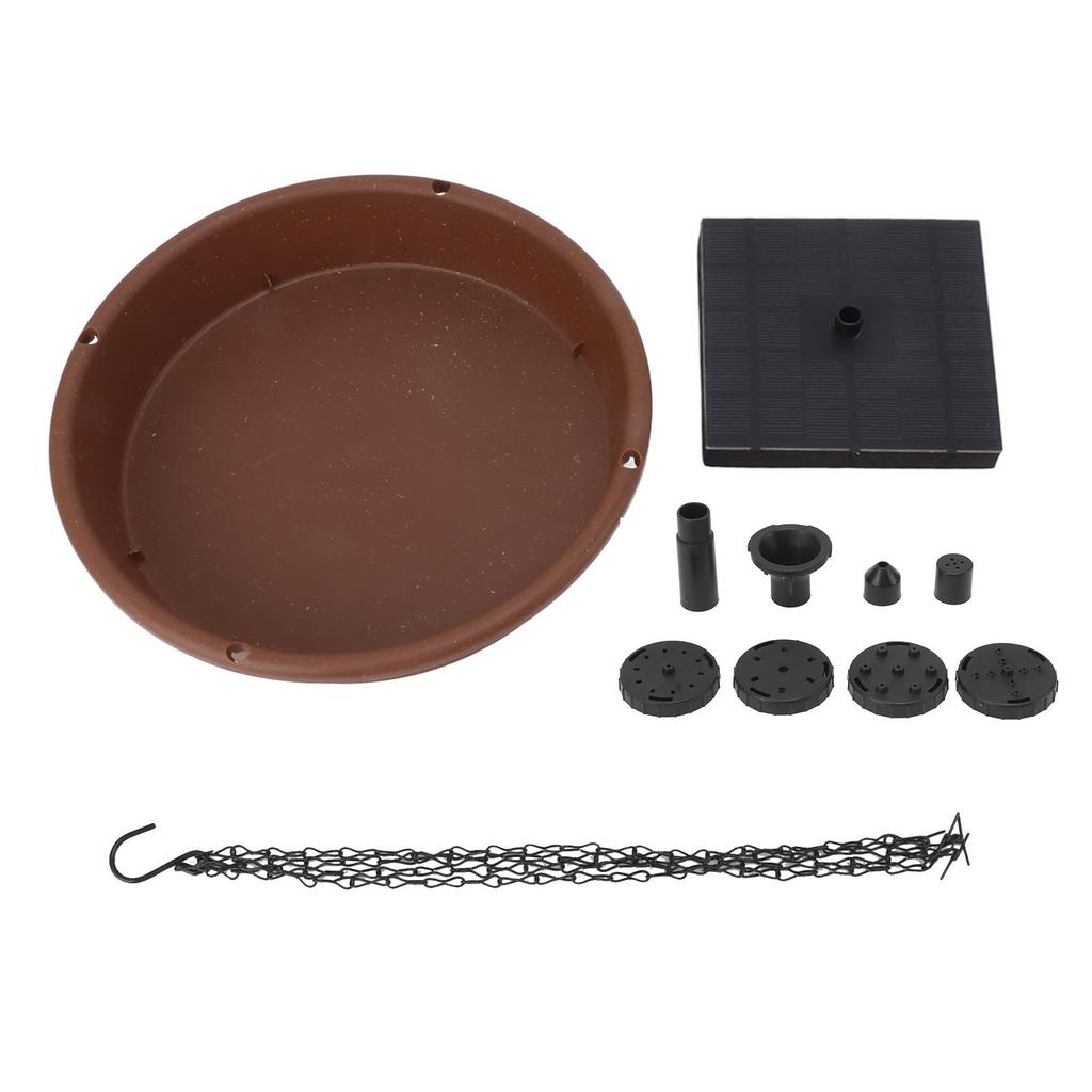 Bird Bath Fountain 1.4W Solar Powered Hanging Round Bird Bath Pump Bowl 6 Nozzle DIY Bird Bath Set