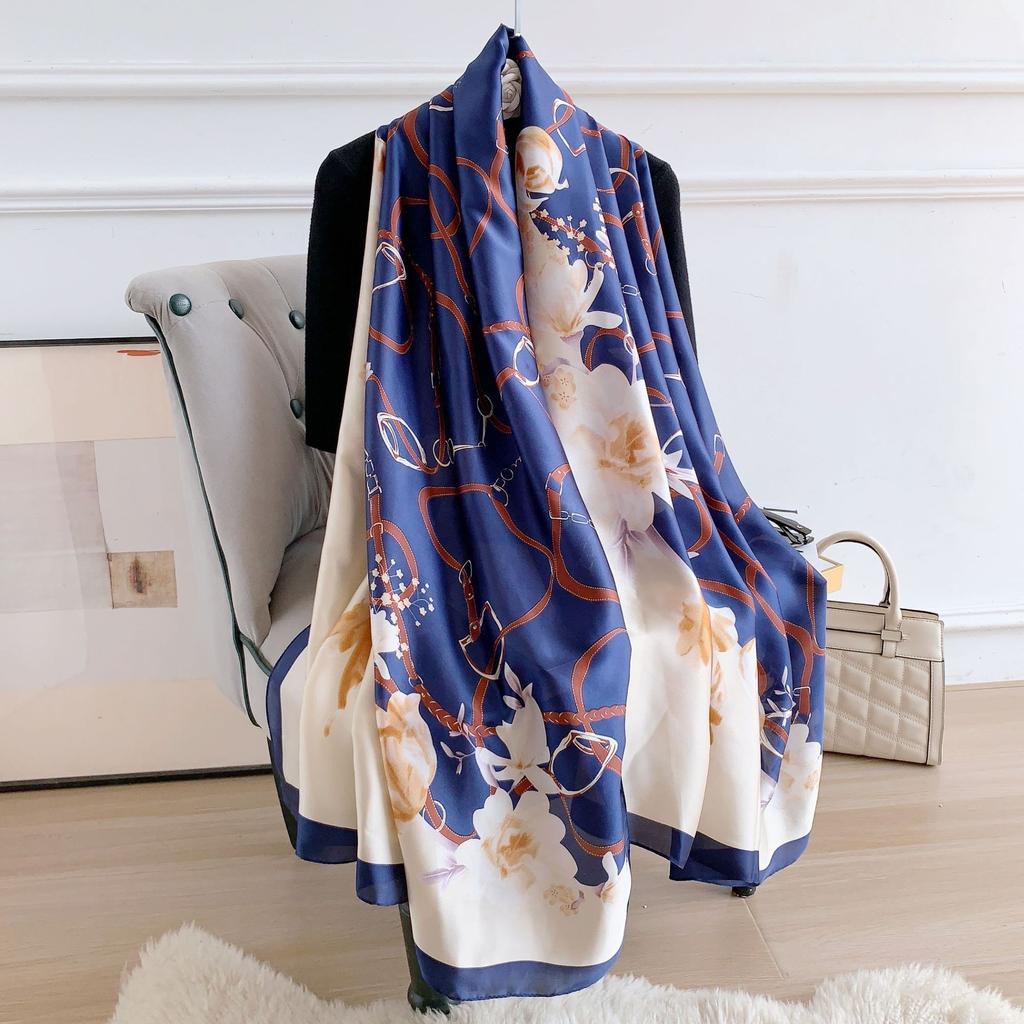 New Four Seasons Available New Silk Large Size Thin Outer Wear Neck Protection Scarf Sunscreen Warm Beach Towel For Women