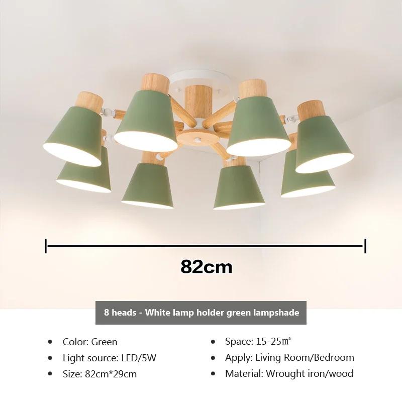 Nordic Chandelier Solid Wood Living Room E27 Bulb Ceiling Lamp For Bedroom Hotel Restaurant Modern Chandelier Lamp Decor Light