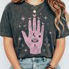 Whimsigoth Clothing, Tarot Card Shirt, Mystic Hand Graphic Tee, Esoteric Sacred Geometry