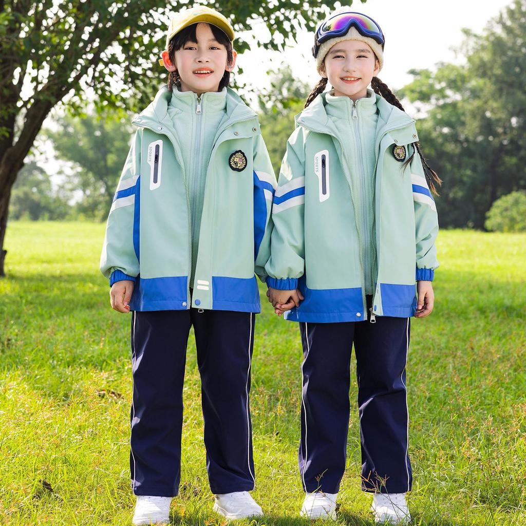 Kinder Frühjahrs- und Herbst-Windbreaker 3-teiliges Uniform-Set für Grundschule, Sport und Winterkindergarten.