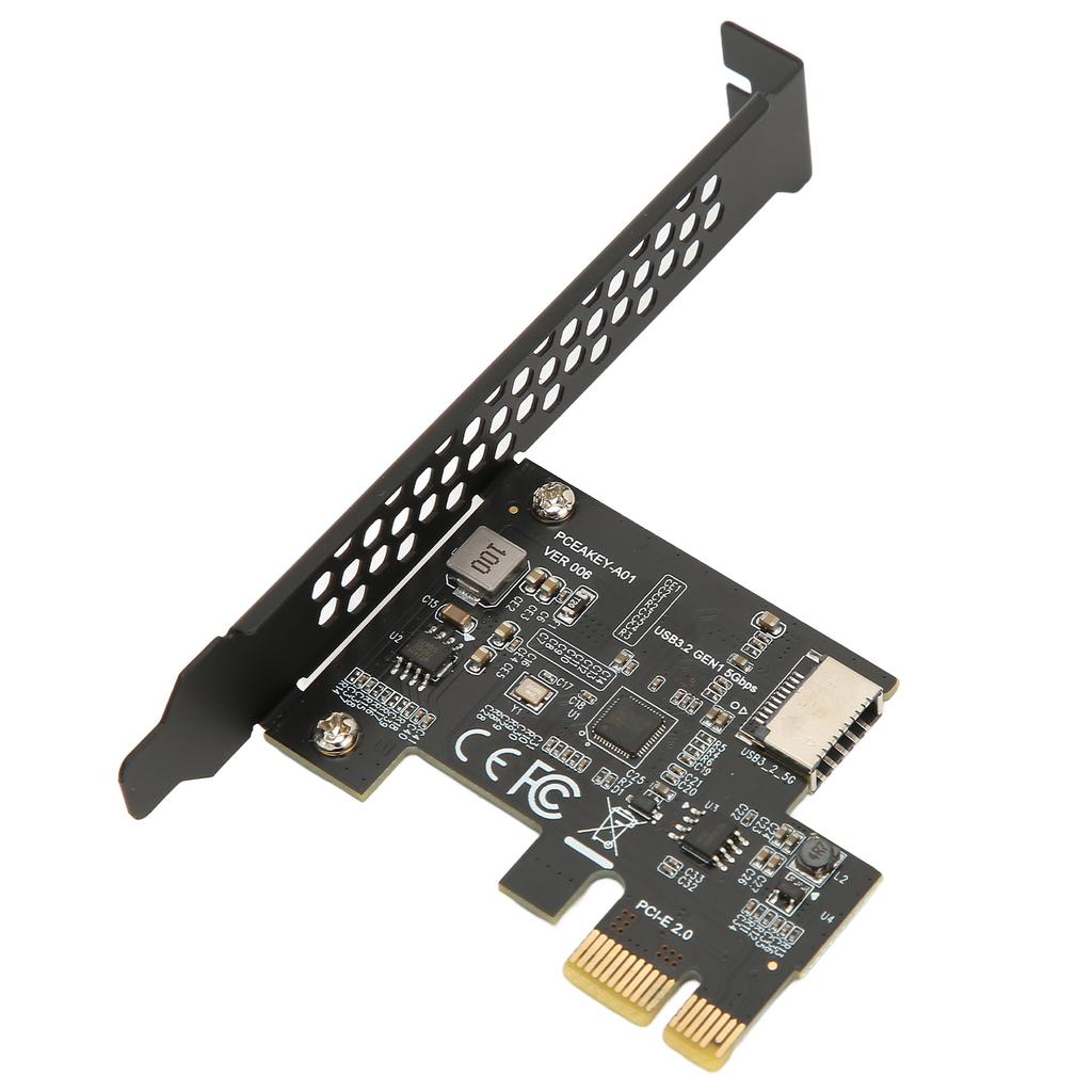 PCIE til USB 3.2 Udvidelseskort Sort 5Gbps Høj Hastighed PCIE X1 til USB3.2 Gen1 TYPE E 20PIN Udvidelseskort Til stationær computer