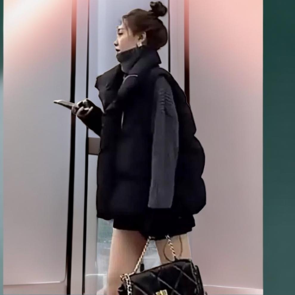 Women's European Style Sleeveless Down Cotton Padded Jacket - Versatile Autumn/Winter Fashion Vest