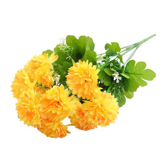 

Artificial Chrysanthemum Bouquet UV Resistant Realistic Fake Silk Flower Wedding Party Indoor Outdoor Garden Faux Flower Decoration жовтий