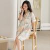 Pajamas Women's Summer Ice Silk Short Sleeve Pajamas Mom 1011 New Summer Thin Simulation Silk High-end Dress