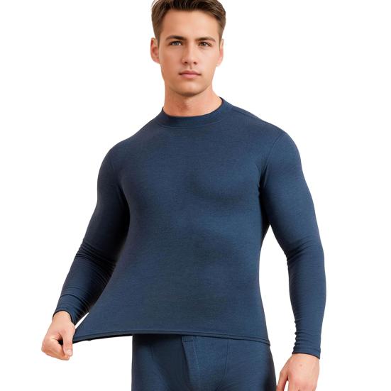 2 pezzi/set da uomo caldo vestito girocollo manica lunga maglia termica vita alta pantaloni lunghi set tinta unita vestibilità aderente fondo traspirante vestito