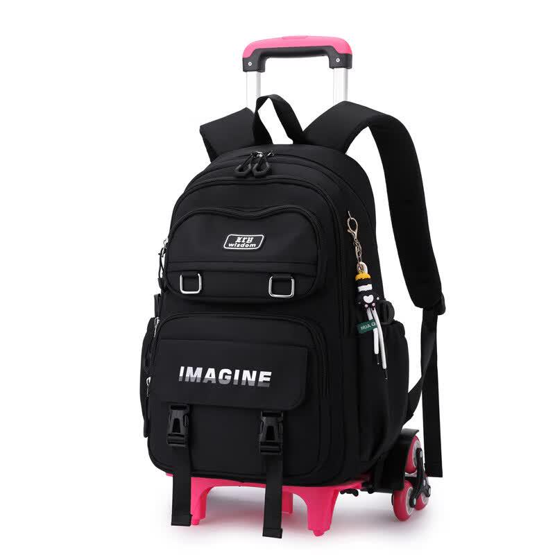 

ZIRANYU Girls Waterproof Detachable Rolling School Backpack Six Wheels