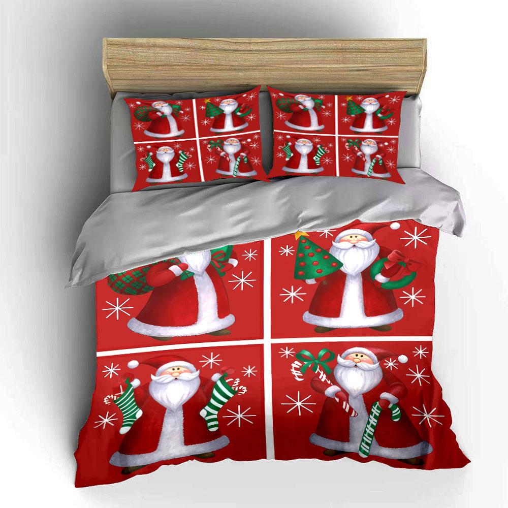 Santa Claus Christmas Set Bedding Duvet Cover Set Duvet Cover Pillowcases (1*Duvet Cover 2*Pillowcases, Without Duvet Insert)