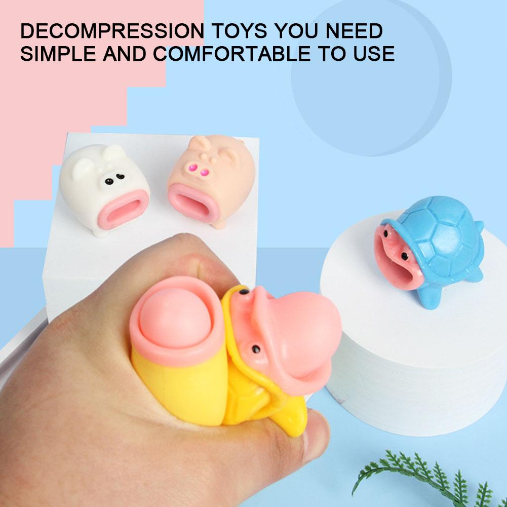 Tongue Sticking Animal Pinch Stress Relieving Toy Pig Fish Clown Turtle Fidget Toy Release Stress Children'S Cartoon Doll Pinch