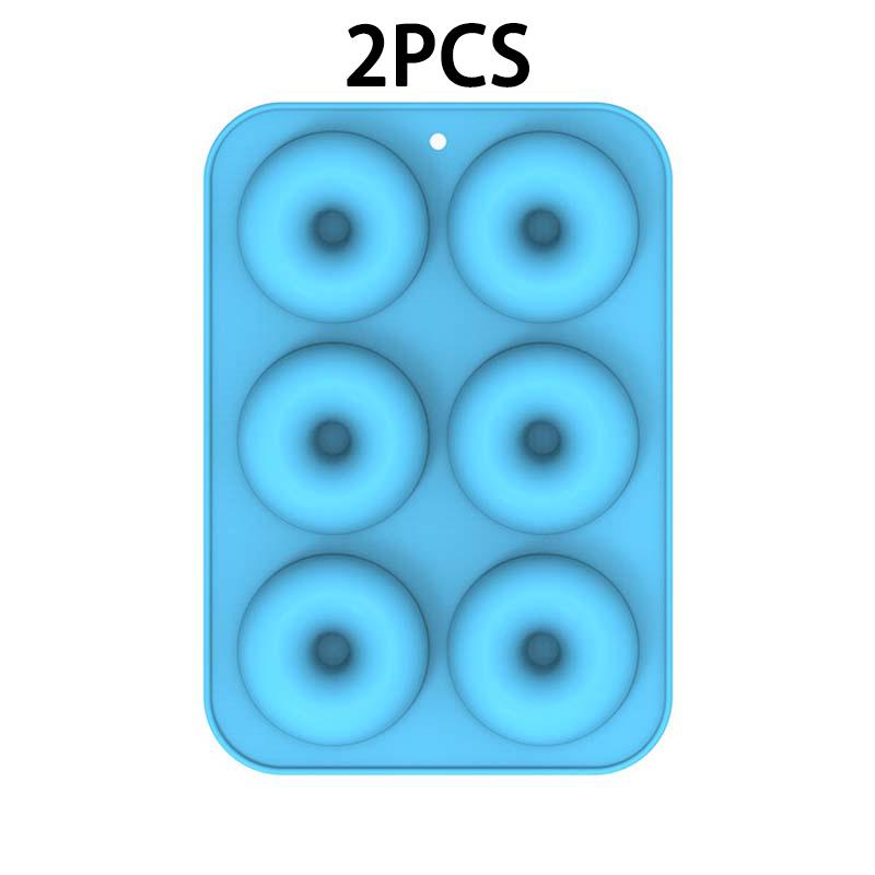 WTEMPO 2PCS 6 Cavities Ood Grade Silicone Doughnut Molds Creative Baking Mousse Cake Molds Home Restaurant DIY Oven Baking Mold